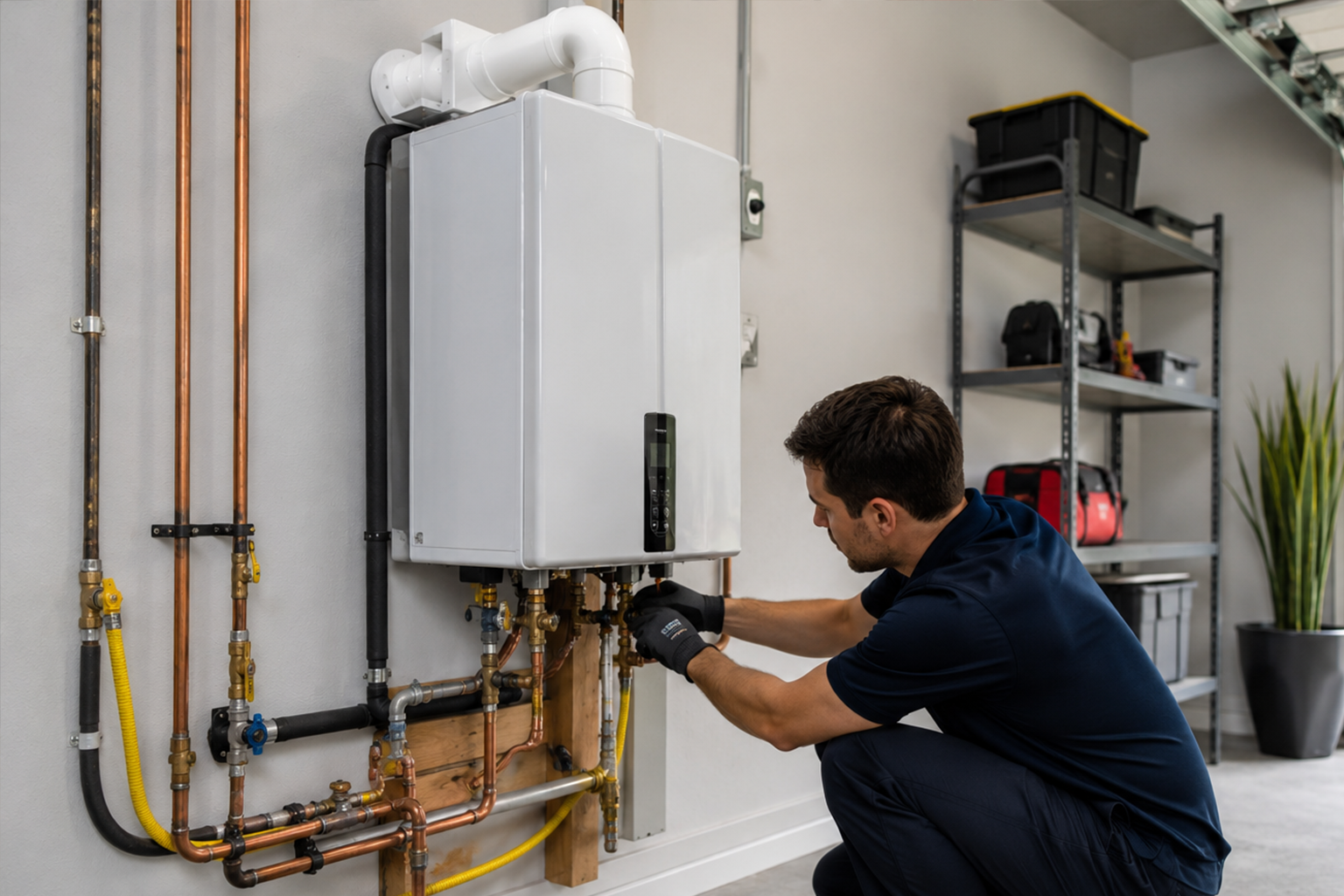Water Heater installation The Woodlands technician servicing a residential water heater