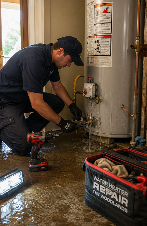Professional water heater maintenance service in The Woodlands